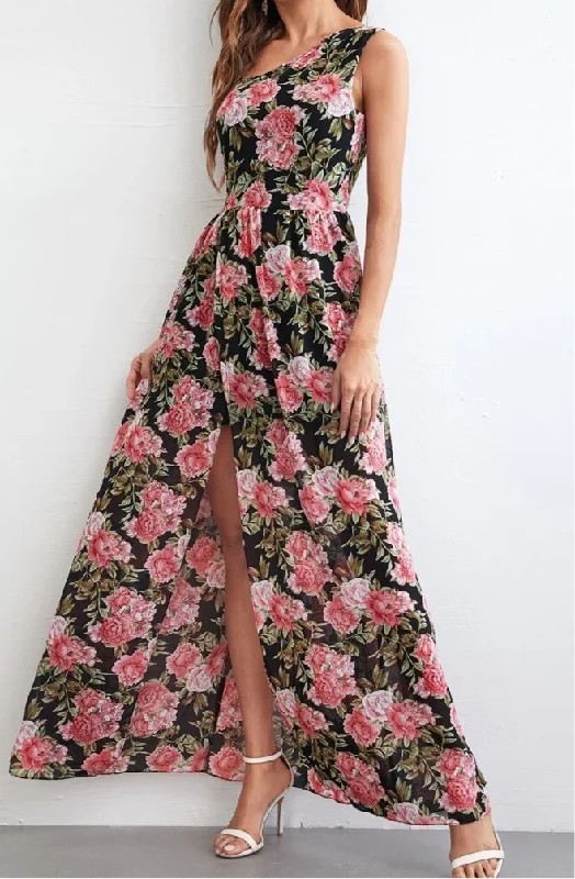 Nereto Floral Maxi Dress Comfortable Pleated Maxi Dress