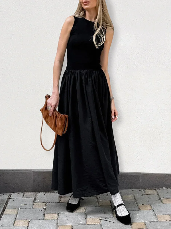 Sleeveless Solid Color Maxi Dress Classic Strapless Maxi Dress