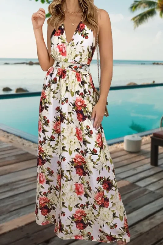 Tempio Floral Maxi Dress (White) Cozy Longline Maxi Dress