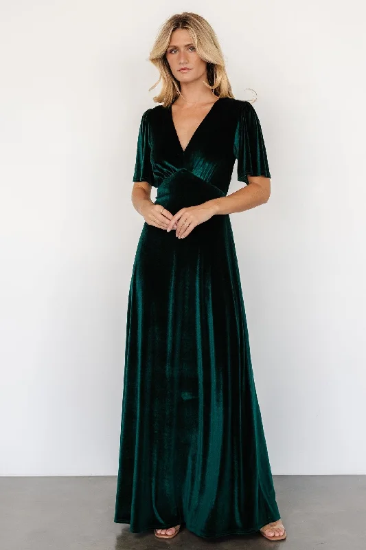 Vivian Velvet Maxi Dress | Emerald Cozy Wrap Maxi Dress