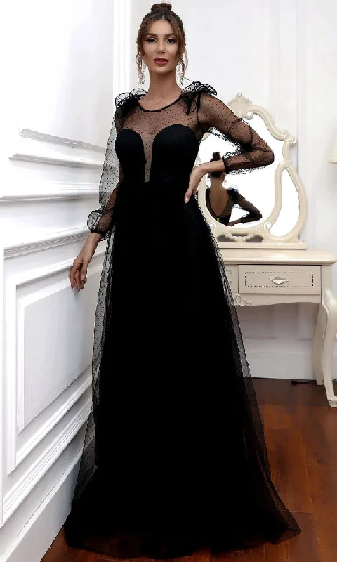 At The Ball Black Sheer Mesh Polka Dot Pattern Long Sleeve Round Neck Ruffle A Line Maxi Dress Comfortable Bohemian Maxi Dress At The Ball Black Sheer Mesh Polka Dot Pattern Long Sleeve Round Neck Ruffle A Line Maxi Dress Comfortable Bohemian Maxi Dress