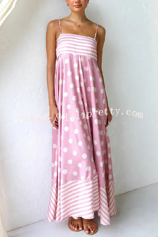 Bailey Unique Print Back Smocked A-line Slip Maxi Dress Trendy Ruffled Maxi Dress