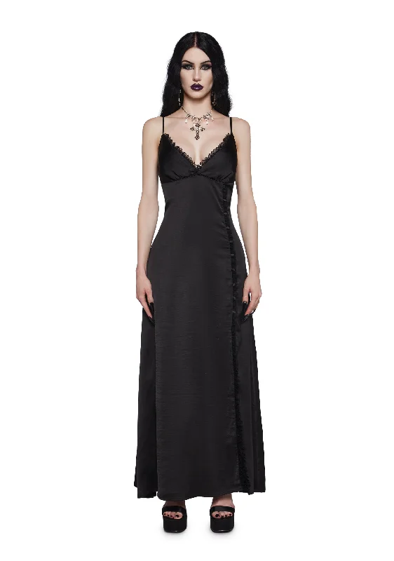 Bewitching Moon Satin Maxi Dress Trendy Maxi Dress with Bow