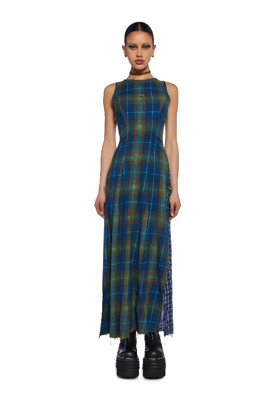 Daria Checked Maxi Dress Elegant Sleeveless Maxi Dress