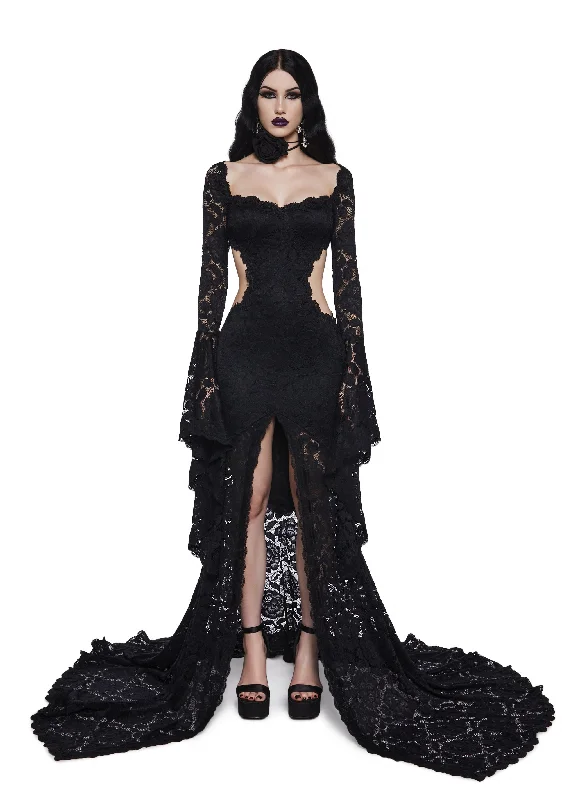 Desired Occasions Maxi Dress - Black Cozy Open-Back Maxi Dress