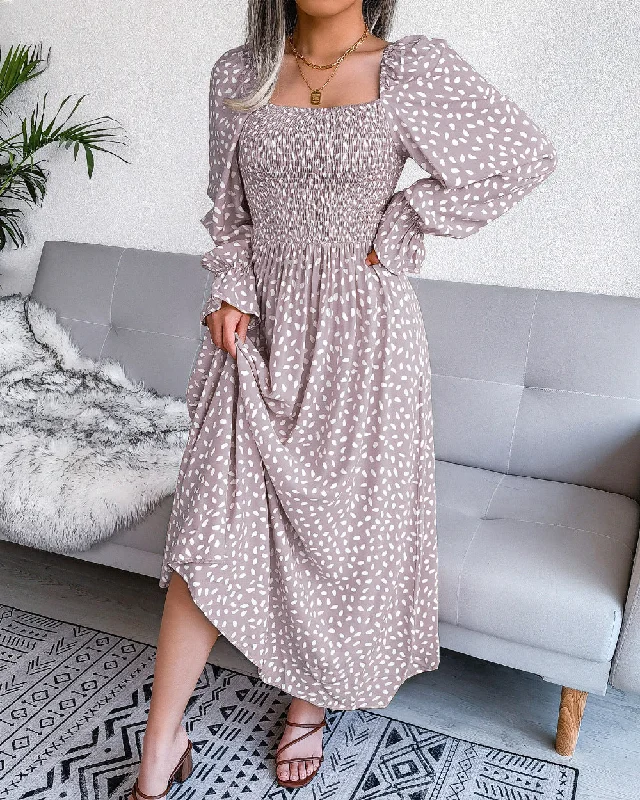 Energetic Smocked Floral Maxi Dress Elegant Maxi Dress with Ruffles