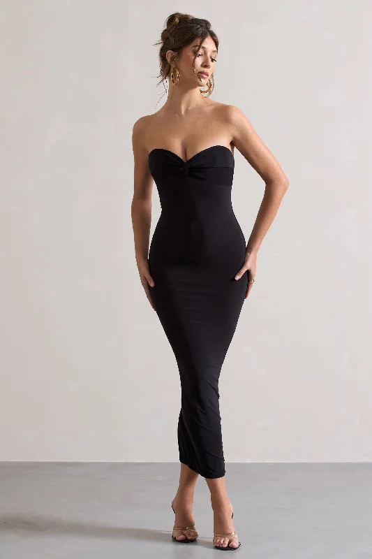 Evita | Black Sweetheart Twist Detail Maxi Dress Fashionable Layered Maxi Dress