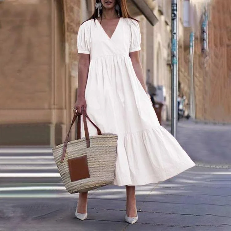 Follow My Lead Tiered Maxi Dress - Off White Comfortable Maxi Dress with Belt