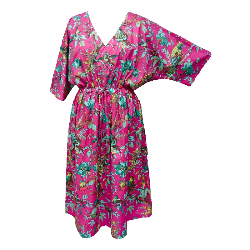 Hot Pink Birds Cotton Maxi Dress UK Size 18-32 M162 Cozy Knit Maxi Dress