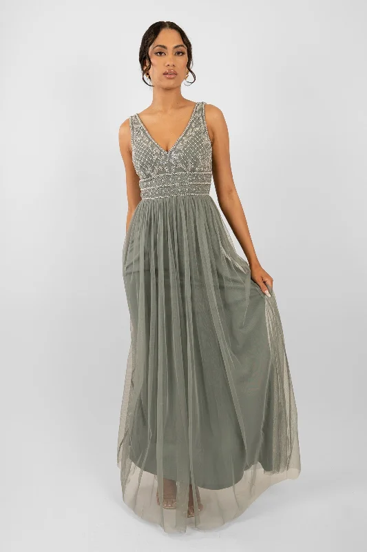 Kreshma Teal Embellished Maxi Dress Elegant Boho Maxi Dress