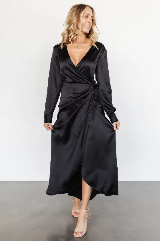 Lawrence Wrap Maxi Dress | Black Fashionable Sleeveless Maxi Dress