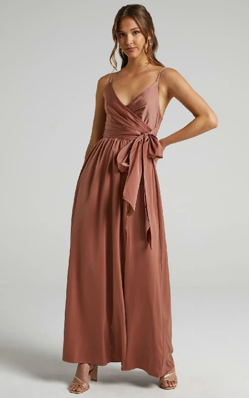 Limelight Satin High Low Maxi Dress - Mauve Comfortable Bohemian Maxi Dress