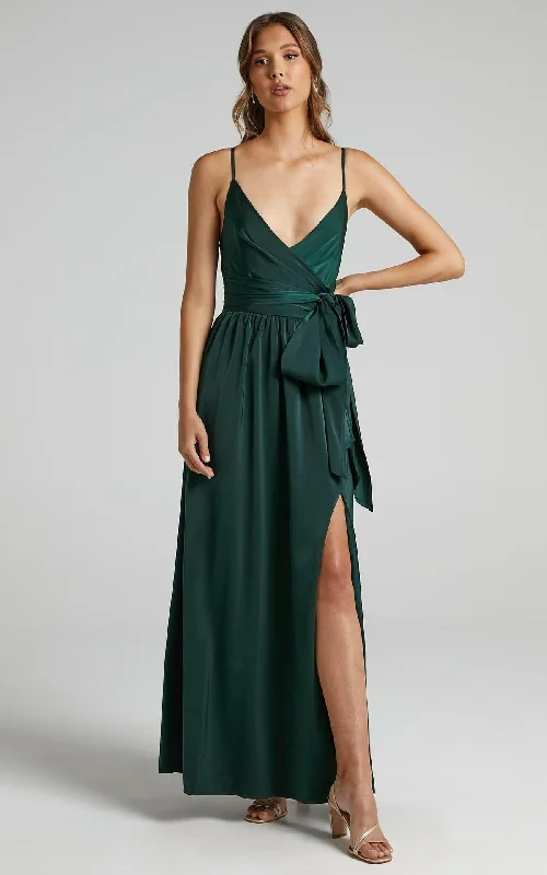 Limelight Satin High Low Maxi Dress - Olive Chic Summer Maxi Dress