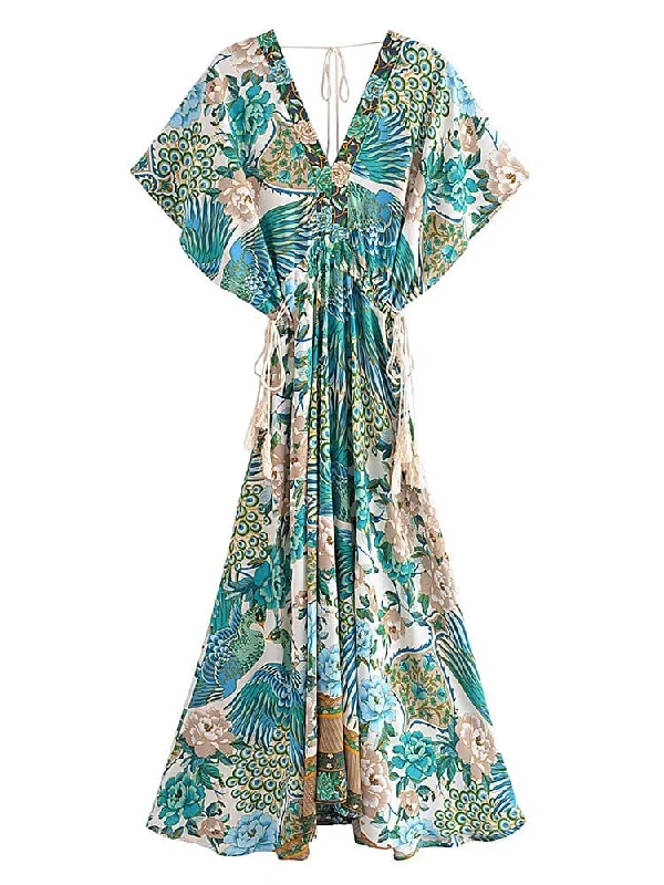 LUNAR Maxi Dress - Ocean Comfortable Long-Sleeve Maxi Dress
