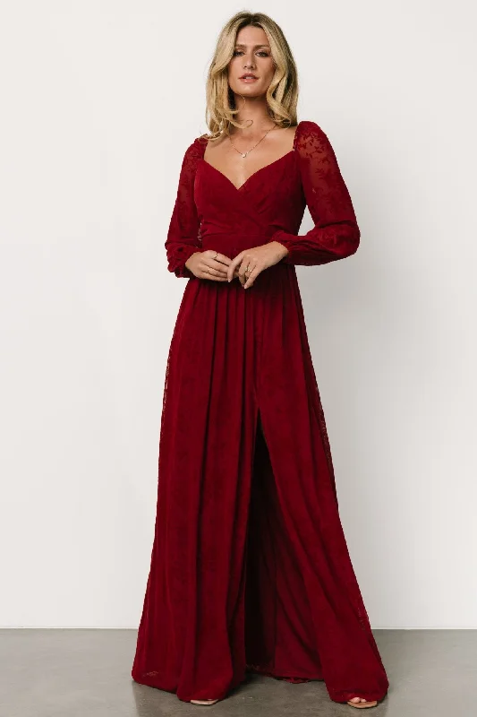 Mable Velvet Maxi Dress | Crimson Chic Summer Floral Maxi Dress