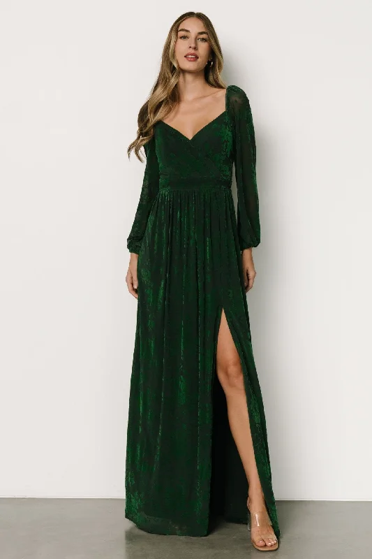 Mable Velvet Maxi Dress | Green Comfortable T-Shirt Maxi Dress