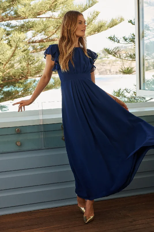 Marvellous Maxi Dress In Navy Chic Button-Up Maxi Dress