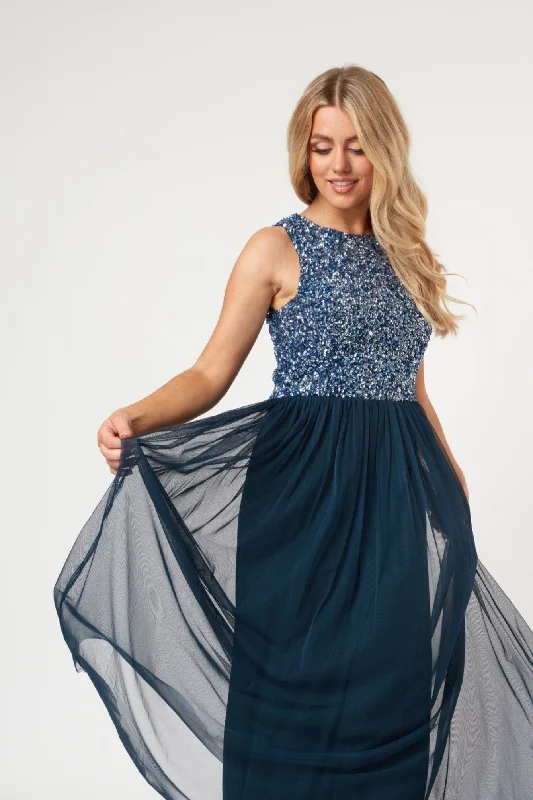 Picasso Navy Blue Bridesmaid Maxi Dress Comfortable Bohemian Maxi Dress