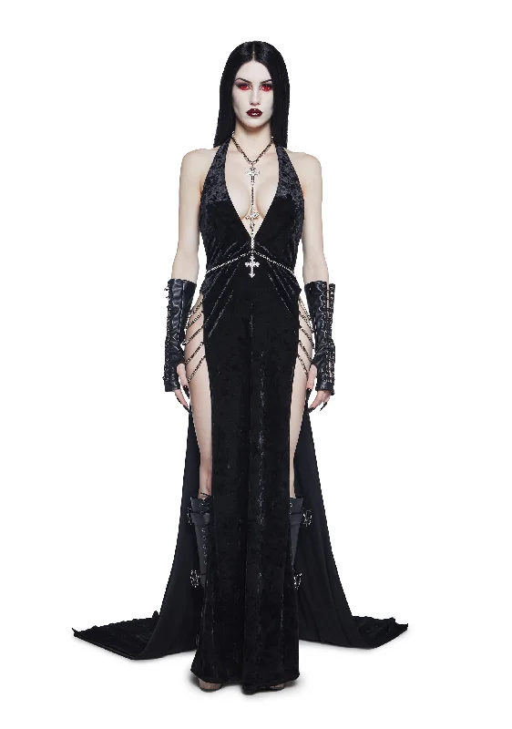 Queen Of The Dead Maxi Dress Elegant Maxi Dress with Belt