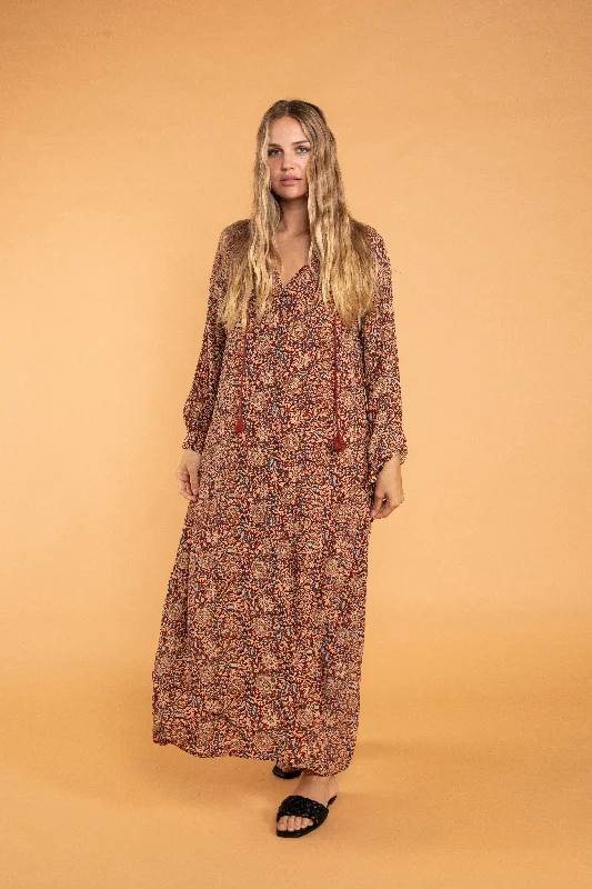 Anaka L/S Maxi Dress Fashionable Faux Wrap Maxi Dress