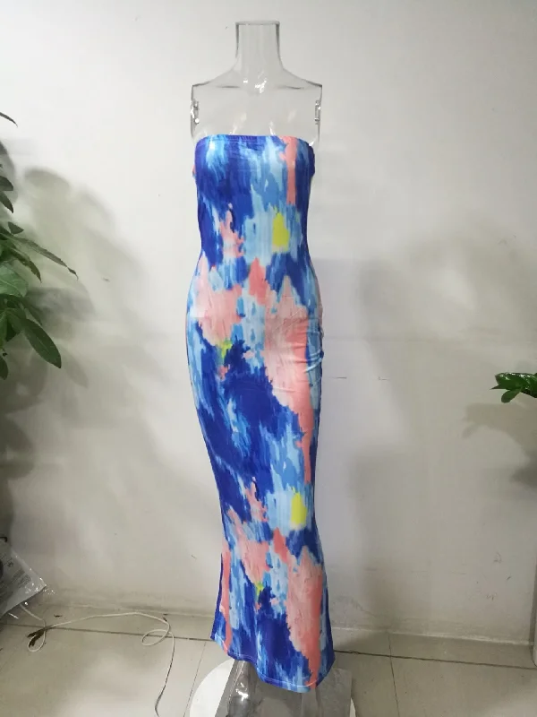 strapless dark blue