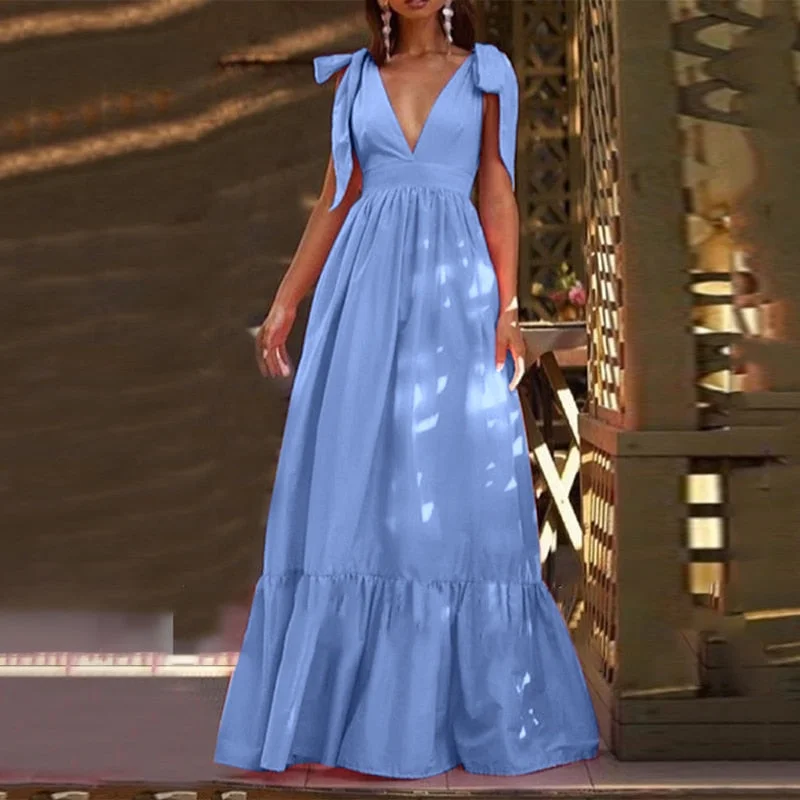 Sexy Deep V Neck Maxi Dresses Comfortable Maxi Dress with Slits