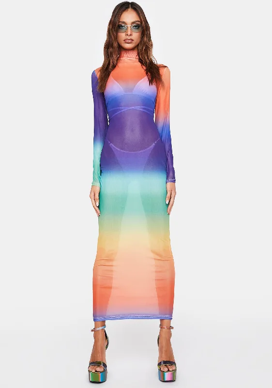 Sunset Surprise Maxi Dress Trendy Fit-and-Flare Maxi Dress