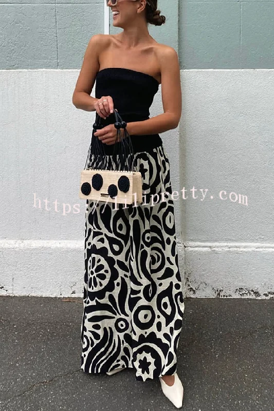 Gina Contrast Color Unique Print Strapless Stretch Maxi Dress Trendy Fit-and-Flare Maxi Dress