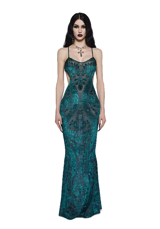 Whispered Darkness Maxi Dress Cozy Spaghetti Strap Maxi Dress