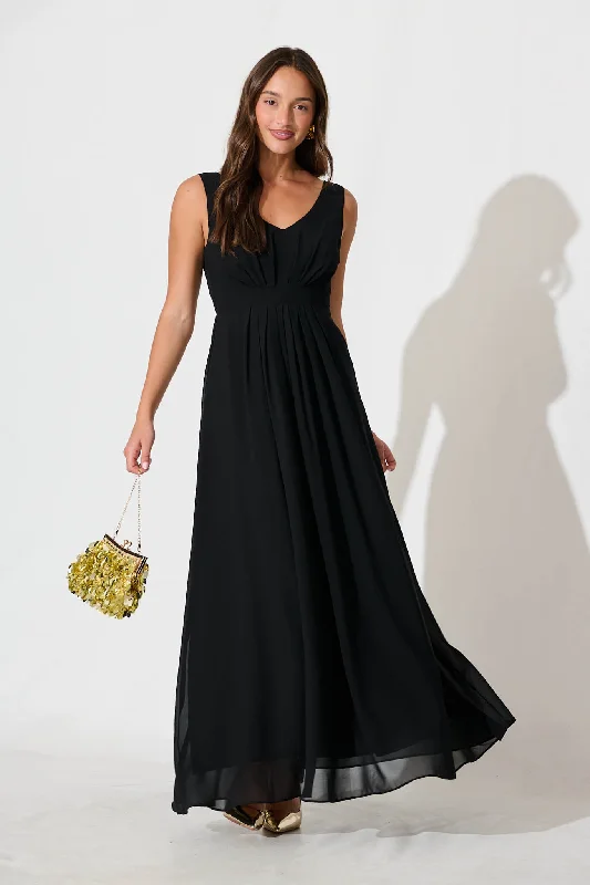 Wonderful Maxi Dress Black Trendy Fit-and-Flare Maxi Dress