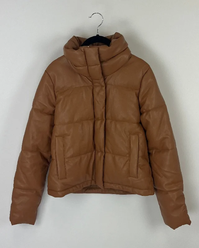 Abercrombie & Fitch Brown Leather Puffer Jacket - Small Trench Coat Raincoat Waterproof Jacket Abercrombie & Fitch Brown Leather Puffer Jacket - Small Trench Coat Raincoat Waterproof Jacket
