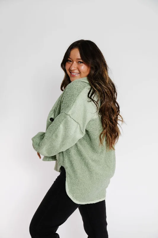 Ashe Jacket in Light Green Jersey Jacket Tulle Jacket Batik Jacket