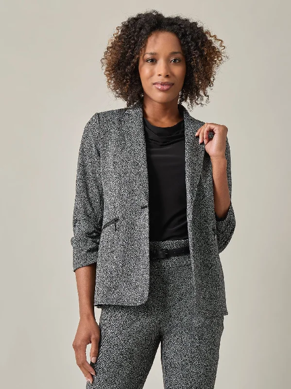 Ava Jacket, Herringbone Tiered Jacket Buttoned Jacket Zippered Jacket