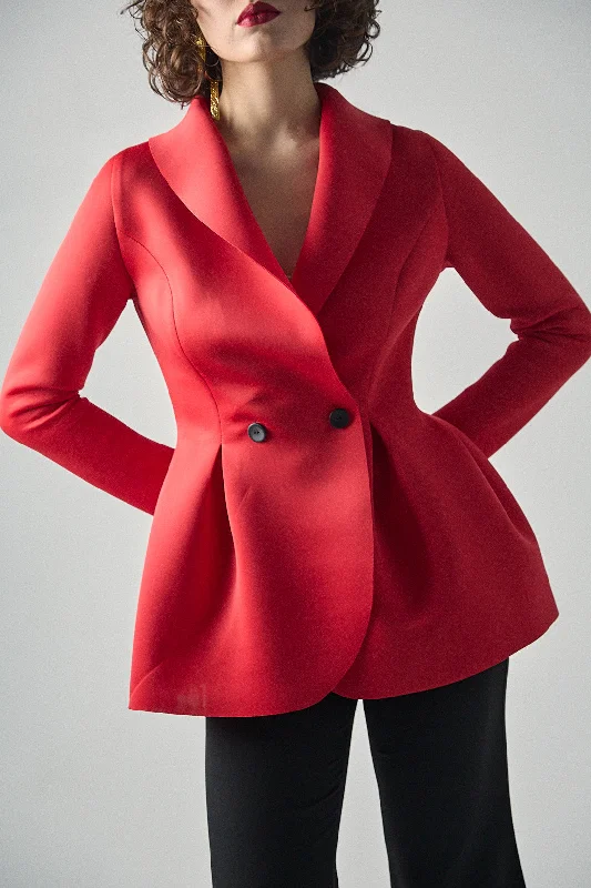 Bar jacket in red Collared Jacket Crew Neck Jacket Turtle Neck Jacket