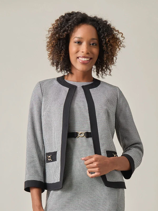 Bradshaw Jacket, Houndstooth Cotton Fabric Linen Fabric Terry Fabric