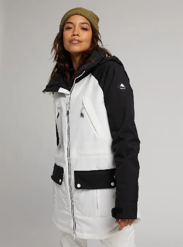 Burton Prowess Womens Jacket Black / Stout White Hooded Jacket Caped Jacket Shawl Collar Jacket