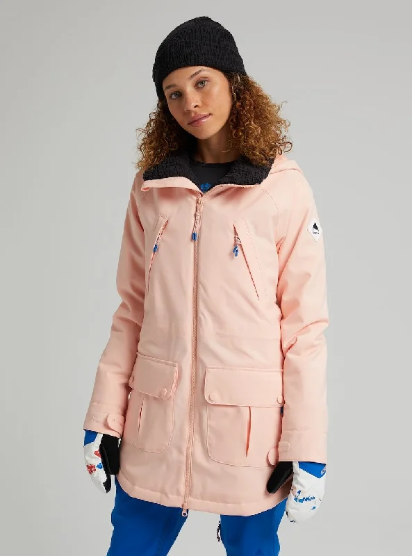 Burton Prowess Womens Jacket Peach Melba / Stout White Front Pockets Side Pockets Patch Pockets