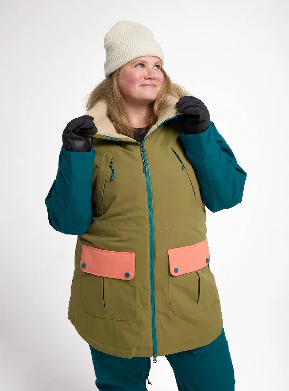 Burton Prowess Womens Jacket Shaded Spruce / Martini Olive / Persimmon Cotton Jacket Linen Jacket Terry Jacket