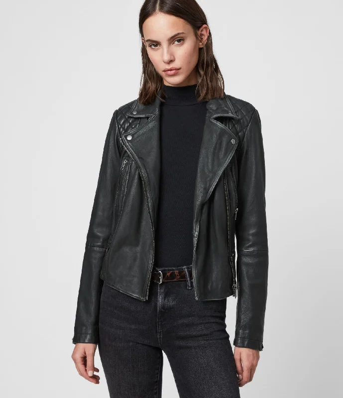 CARGO LEATHER BIKER JACKET For Womens Nylon Fabric Polyester Fabric Spandex Fabric