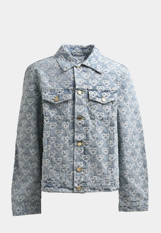 Casablanca Jacquard Denim Jacket Washed Indigo Insulated Jacket Fitted Jacket Loose Jacket Casablanca Jacquard Denim Jacket Washed Indigo Insulated Jacket Fitted Jacket Loose Jacket