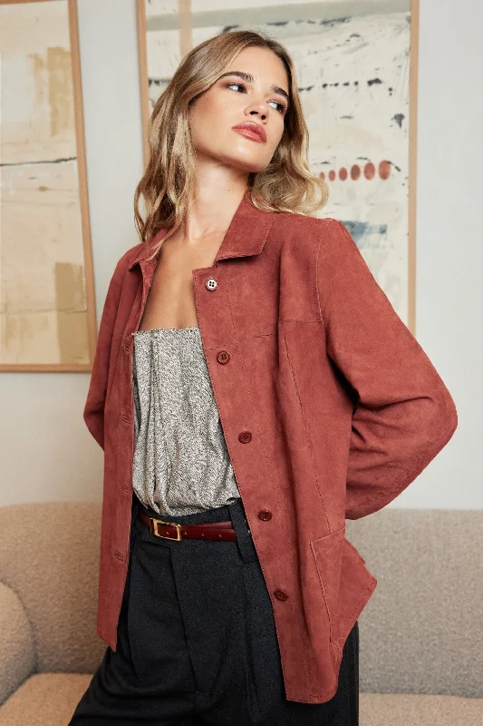 Caldero Suede Jacket Collared Jacket Crew Neck Jacket Turtle Neck Jacket