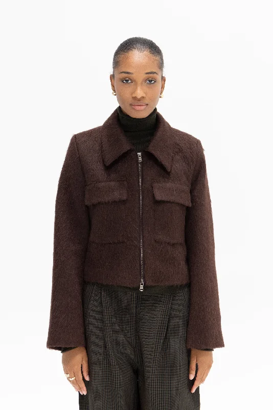 Jendayi Faux Fur Jacket, Dark Chocolate Notch Collar Jacket Peter Pan Collar Jacket Cowl Neck Jacket Jendayi Faux Fur Jacket, Dark Chocolate Notch Collar Jacket Peter Pan Collar Jacket Cowl Neck Jacket