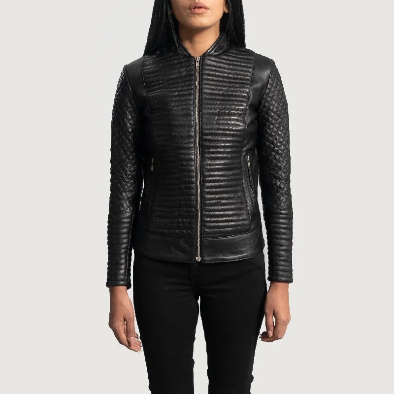 Cityscape Black Leather Biker Jacket Chenille Fabric Brocade Fabric Lace Fabric