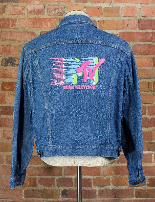 Vintage Levi's Denim Jean Jacket with Neon MTV Back Print Unisex XL Mesh Jacket Canvas Jacket Denim Jacket