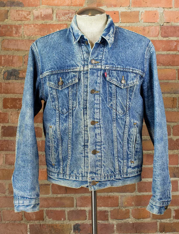 Vintage Levi's USA Blanket Lined Denim Trucker Jean Jacket Large Unisex 42 Front Pockets Side Pockets Patch Pockets