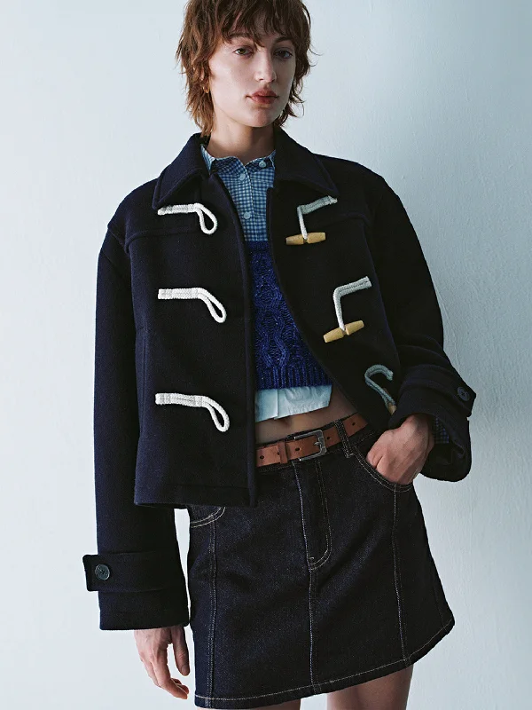 Cropped Toggle Button Loose Jackets Nylon Jacket Polyester Jacket Spandex Jacket