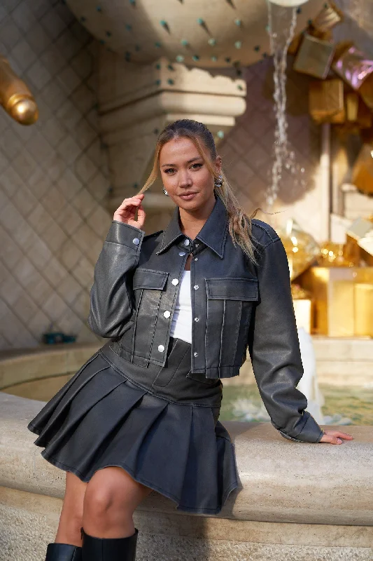 Cropped Washed Leather Jacket Mesh Jacket Canvas Jacket Denim Jacket