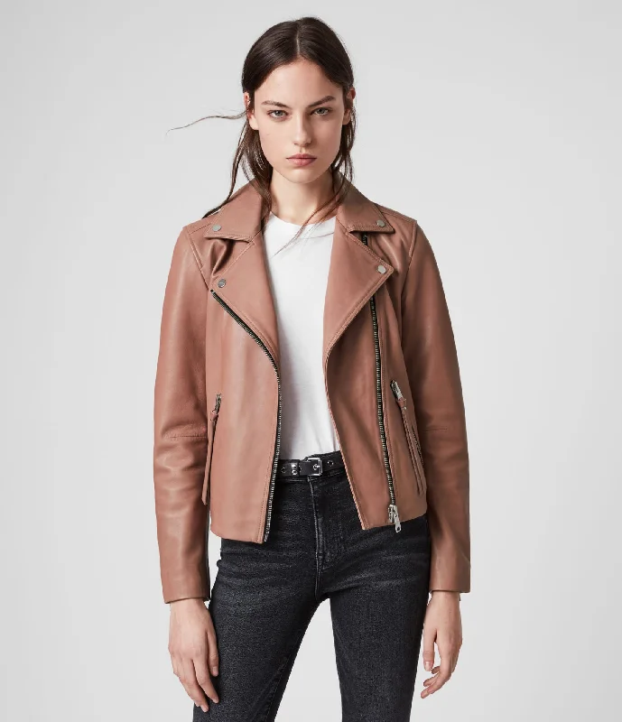 DALBY LEATHER BIKER JACKET Herringbone Jacket Checkered Jacket Solid Jacket