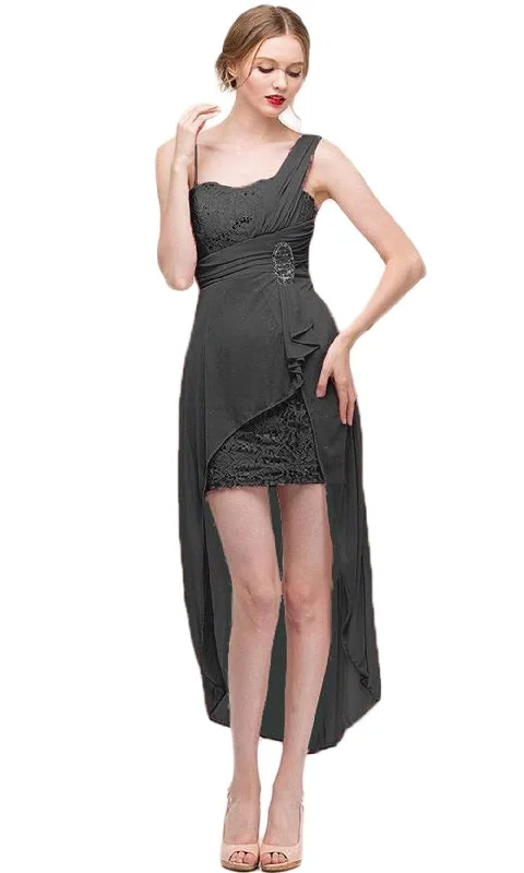 Eureka Fashion - 1921 Lace Mini Dress with High Low Chiffon Overskirt Chic Bohemian Mini Dress