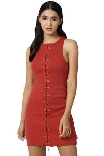 FOREVER 21 women's Cotton Classic Mini Dress (596604_Red Cozy Wraparound Mini Dress